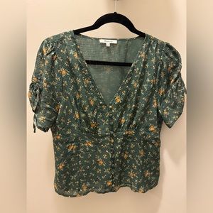 Madewell Floral Tie Sleeve Button Front Blouse